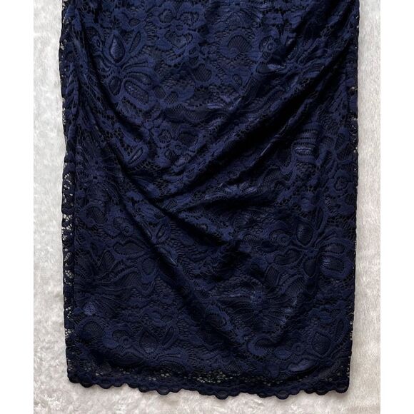 NWT PINKBLUSH Navy Lace Fitted 3/4 Sleeve Maternity Dress, Size Small - Picture 10 of 14